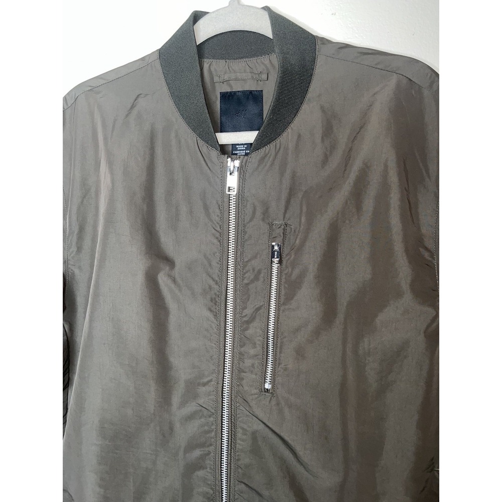 H&M Men's Dark Green Windbreaker Jacket Full Zip Size Medium - Picture 2 of 9